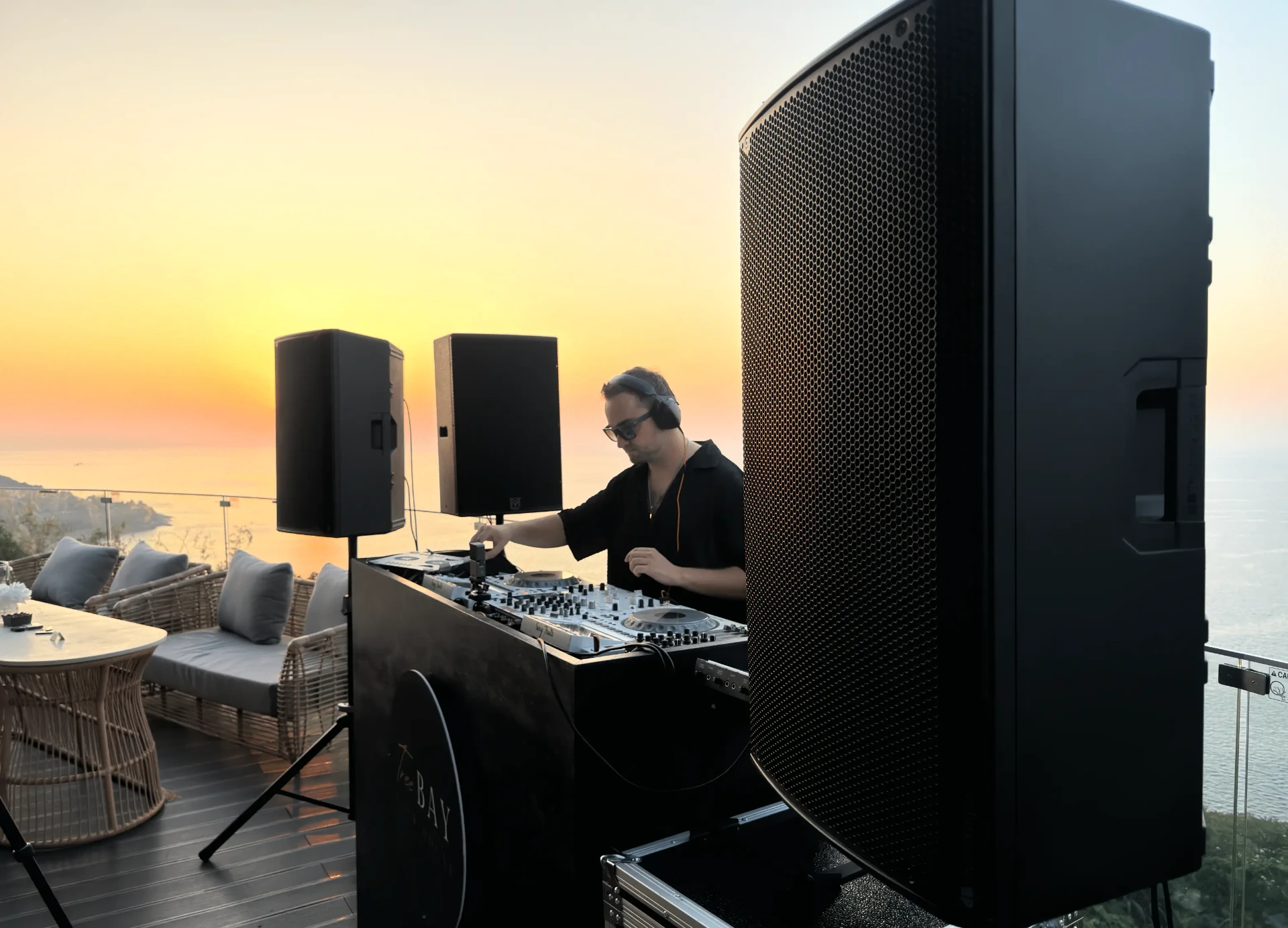Full sound system stack at a Phuket beach club